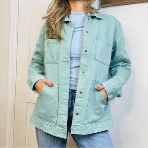 Light pastel green denim jean pocket jacket nwot casual formal size small